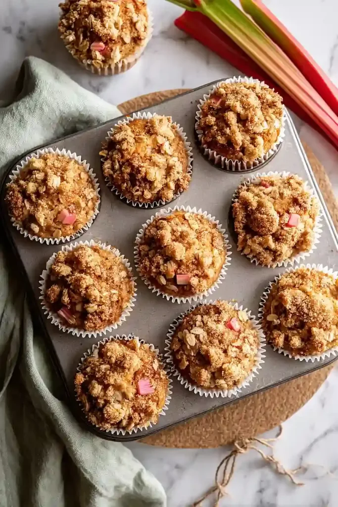 Rhabarber Muffins mit Streuseln