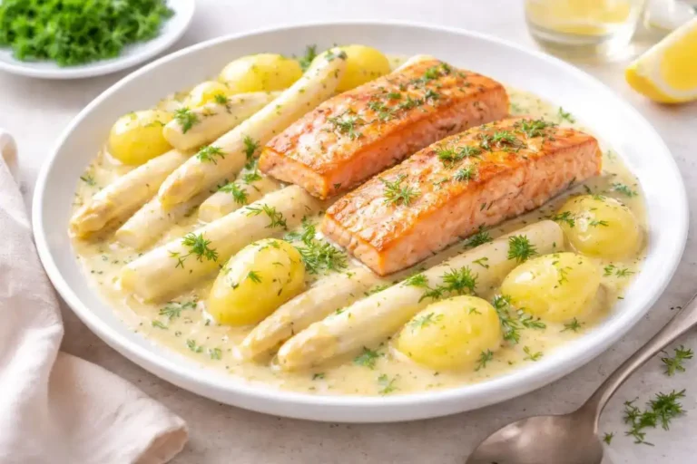 Weißer Spargel mit Lachs Zitronensoße