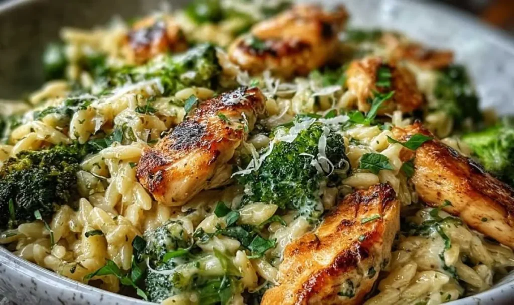 cremiges hähnchen brokkoli orzo rezept