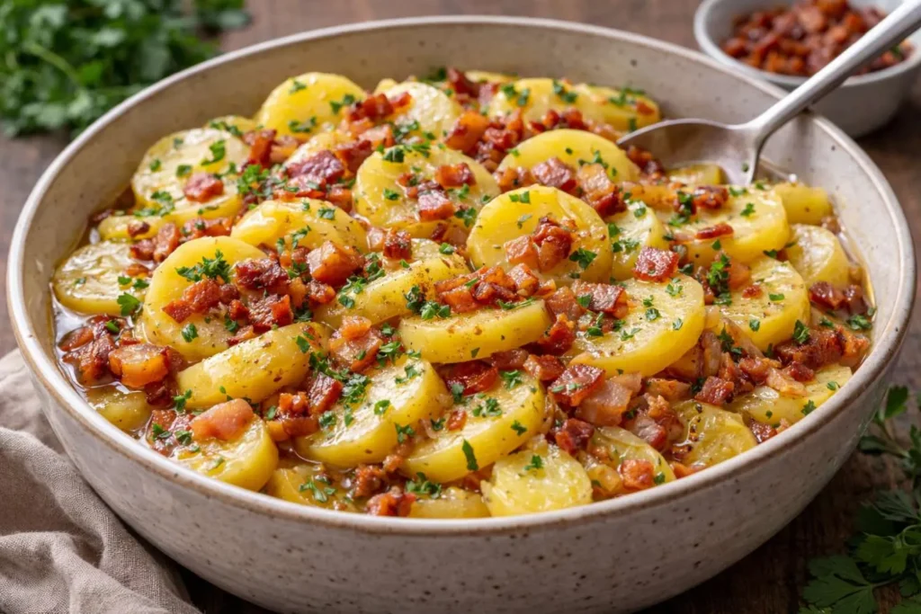 kartoffelsalat mit brühe und speck