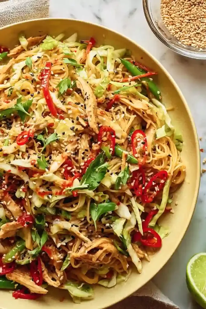 thailändischer nudelsalat rezept mit hähnchen