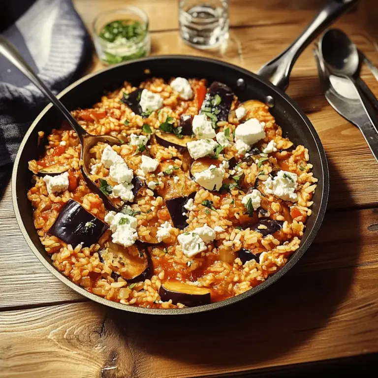 Auberginen-Reispfanne mit Feta