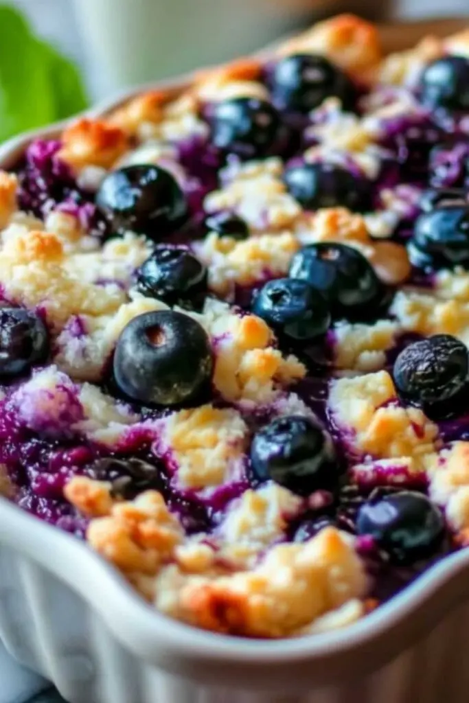 Blaubeer Hüttenkäse Frühstücks Auflauf