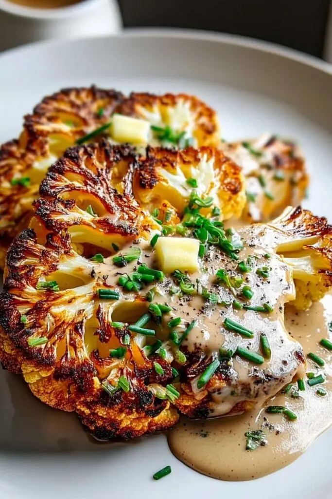 Blumenkohlsteak mit Pfefferrahmsauce