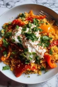 Bulgur-Salat mit Joghurt & Gerösteten Paprika