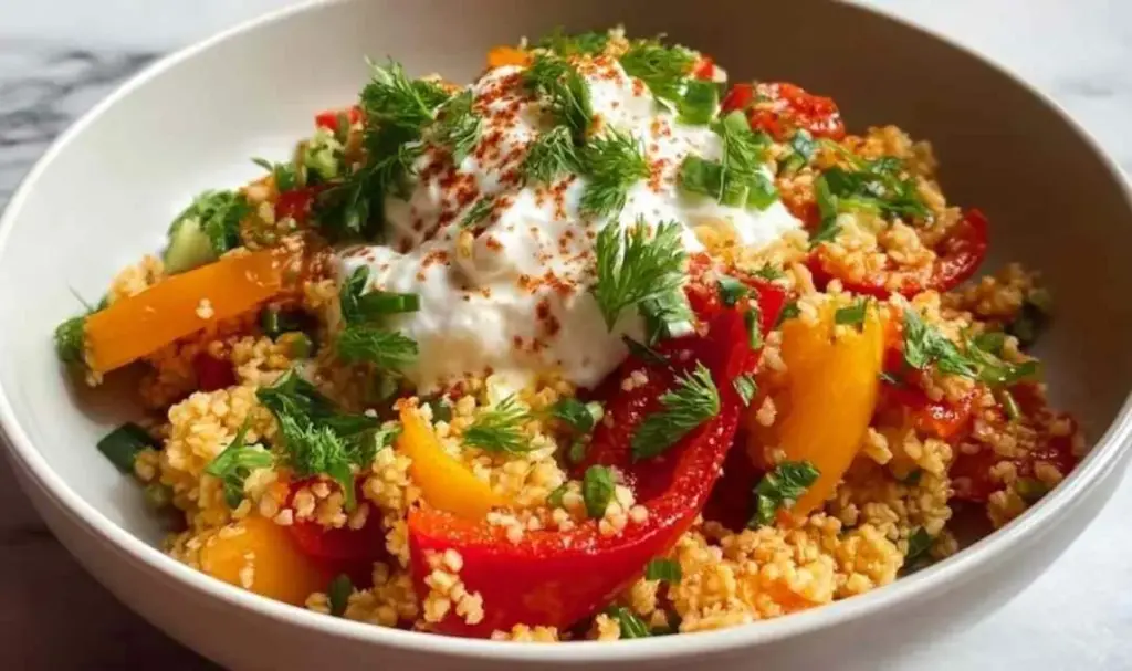 Bulgur-Salat mit Joghurt & Gerösteten Paprika (Unglaublicher Geschmack)