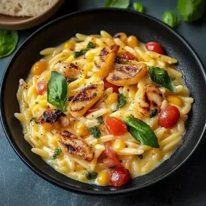 Cremige Orzo-Pfanne mit Hähnchen