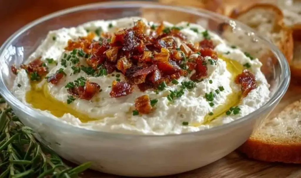 Feta-Aufstrich mit knusprigen Knoblauchstücken