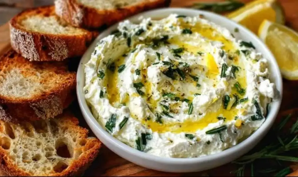 Zitronen-Feta-Aufstrich mit frischen Kräutern
