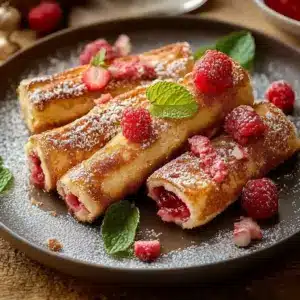 French Toast Rolls gefüllt mit Erdbeermus