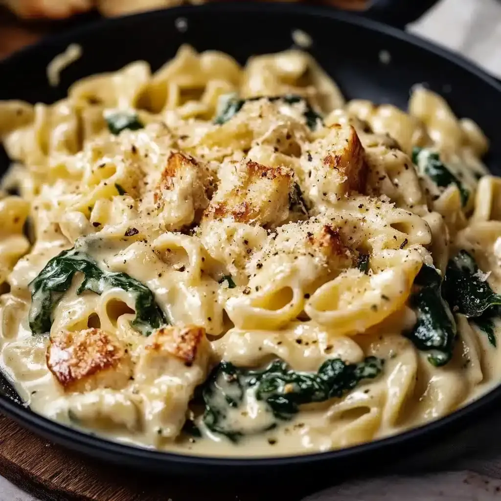 Frischkäse Spinat Hähnchen Pasta Rezept