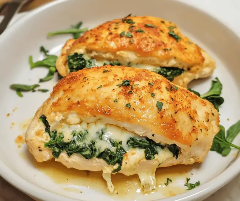 Gefüllte Hähnchenbrust mit Frischkäse und Spinat