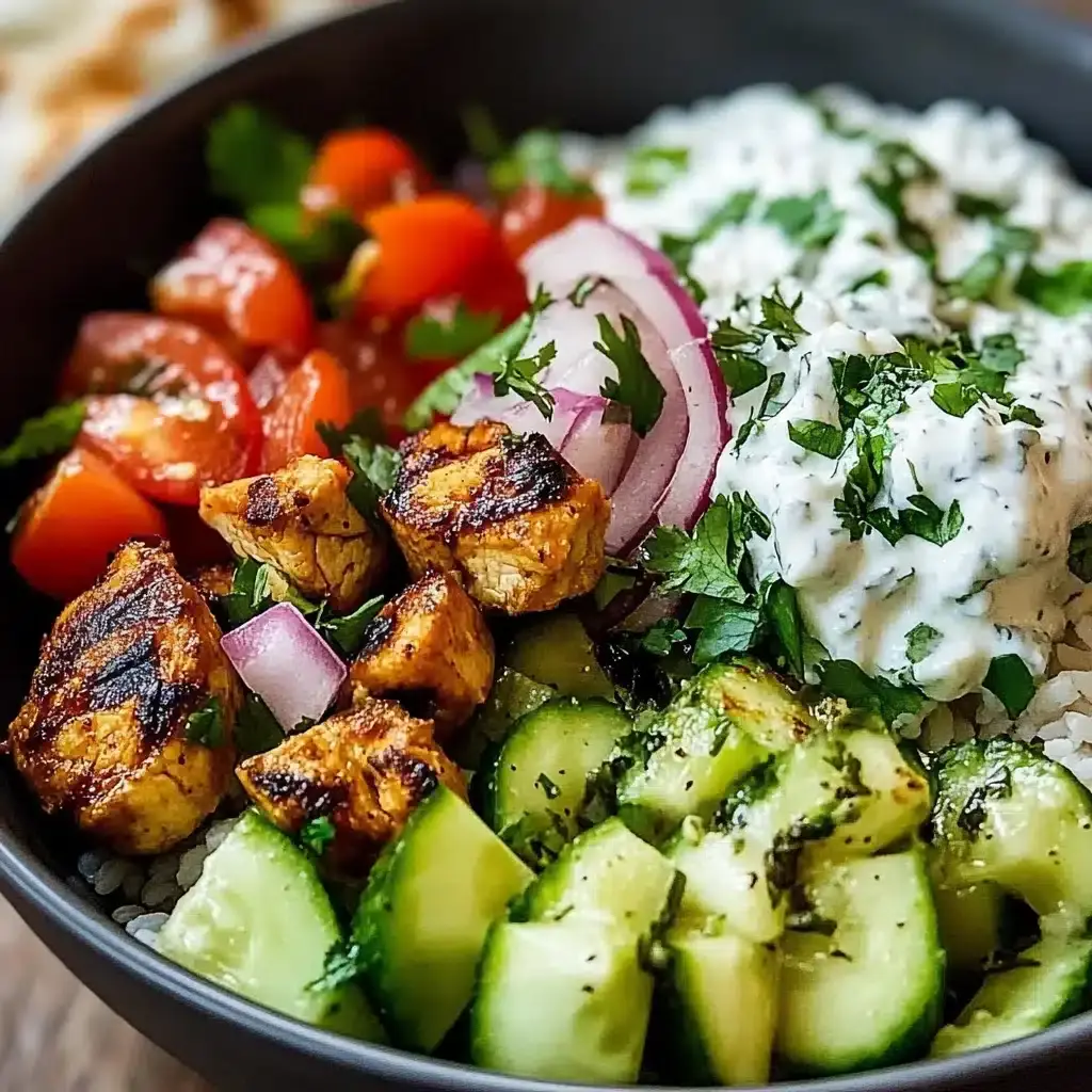 Griechische Hähnchen-Tzatziki Bowl – Ein Unglaublich Essenzielles Rezept für 1 Perfektes Mittagessen!