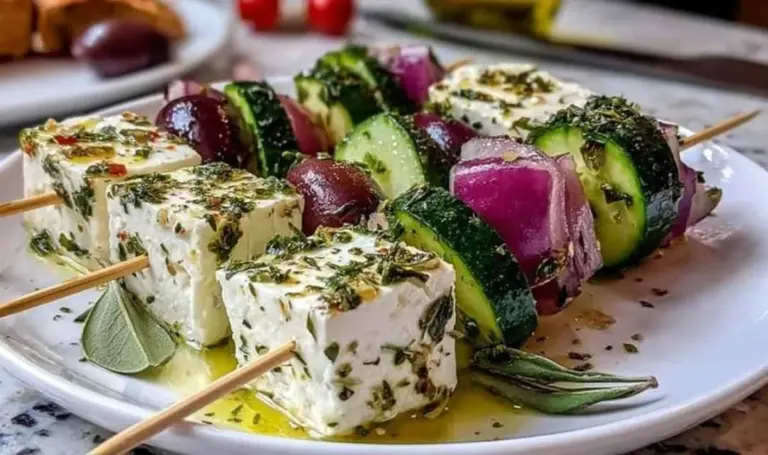 Mini-Griechenland-Spieße mit Feta, Gurke und Olive