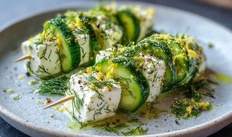 Gurken-Feta-Spieße mit Dill & Zitronenschale