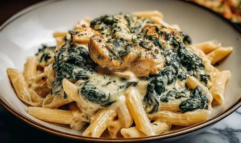 Frischkäse-Spinat-Hähnchen-Pasta – Cremiges Wohlfühlgericht