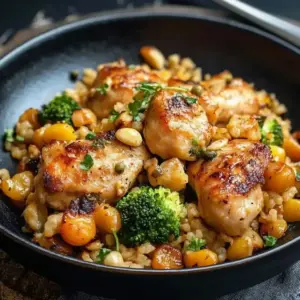 Hähnchen-Reis-Pfanne mit Brokkoli und Mais