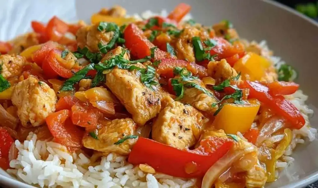 Hähnchen-Pfanne mit Paprika & Reis – Schnelles Familienrezept