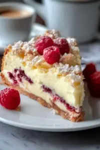 Vanille-Himbeer-Käsekuchen mit Streuseln