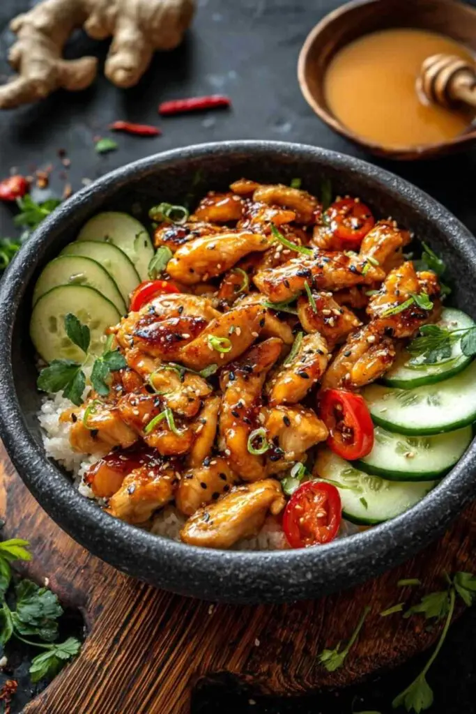 Honig Ingwer Hähnchen Bowl Rezept