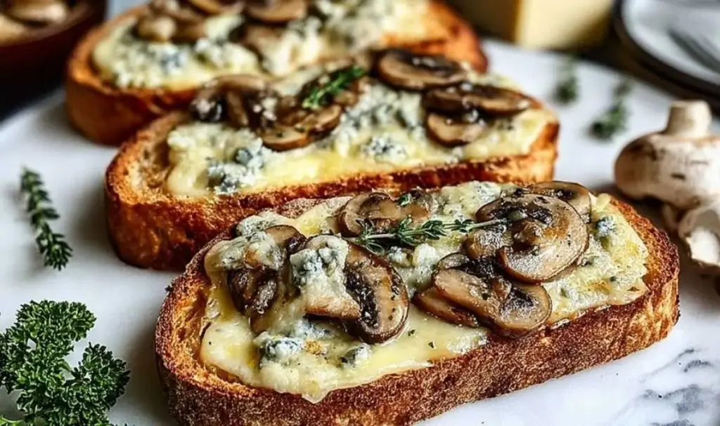 Knusprige Käse-Champignon-Knoblauch-Toasts – Schnelles Rezept