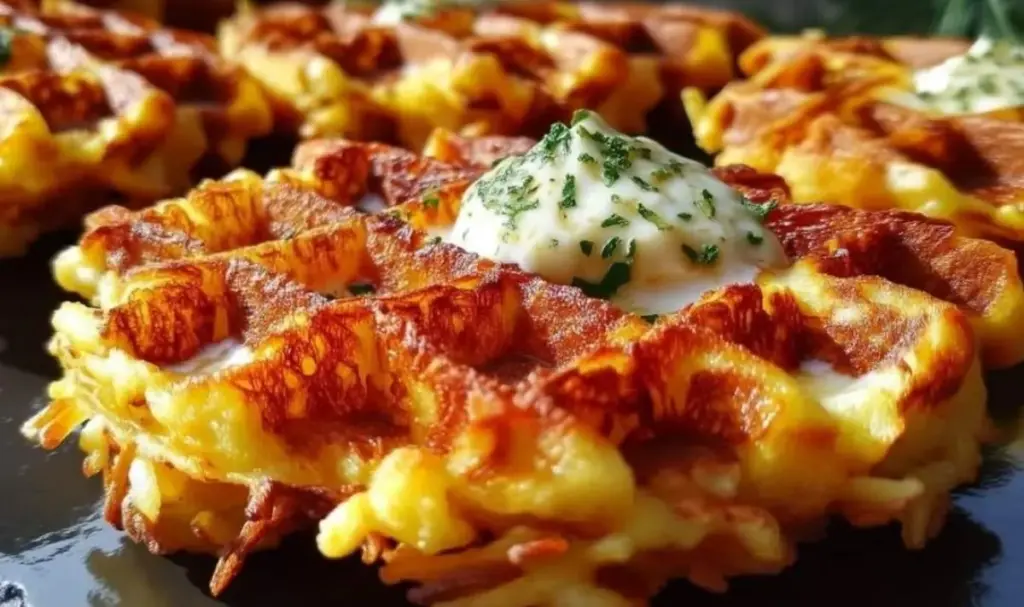 Kartoffel-Käse-Waffeln mit Sour Cream – Herzhaftes Frühstück