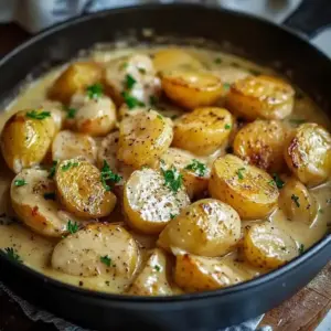 Kartoffeln in cremiger Knoblauchsoße