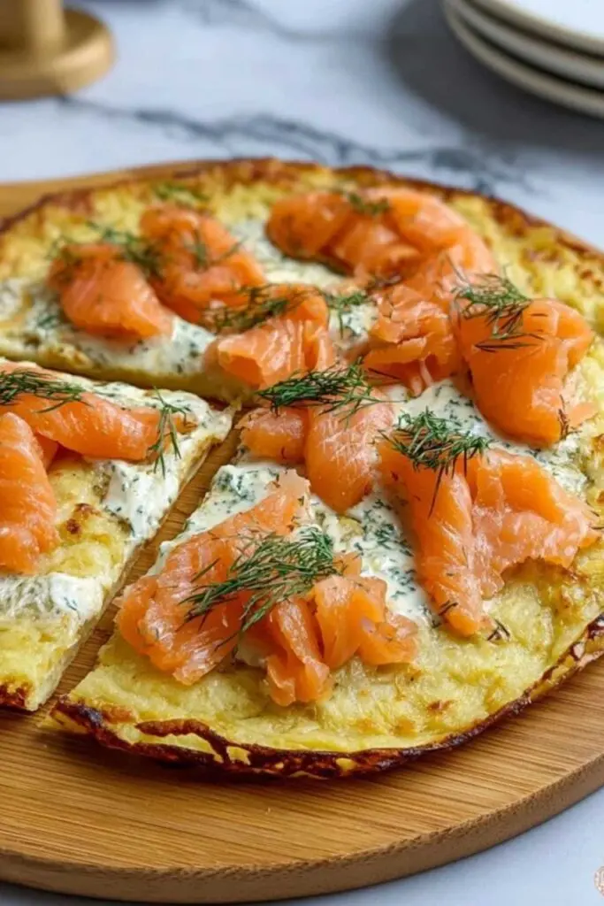 Kartoffelpizza mit Räucherlachs