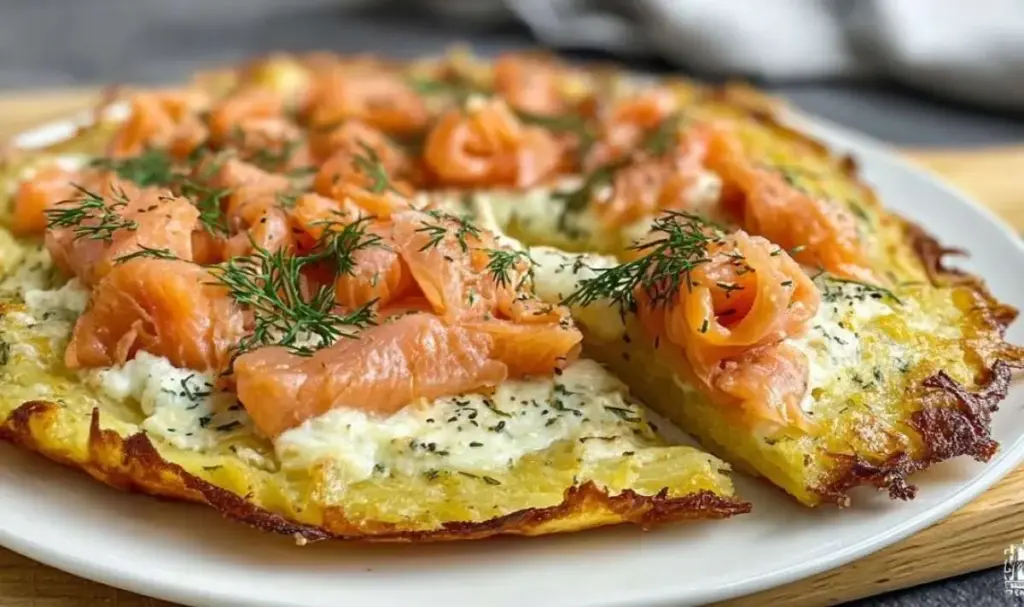 Kartoffelpizza mit Räucherlachs – %sitenameKartoffelpizza mit geräuchertem Lachs – Glutenfreies Abendessen