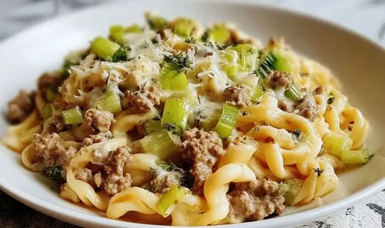 Käse-Lauch Pasta mit Hackfleisch – Cremiges Familienrezept