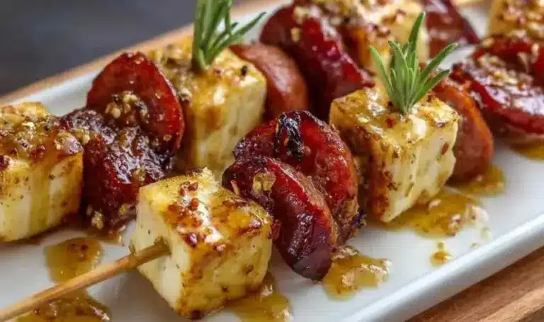 Käse- und Wurstspieße mit Senfglasur – Schneller Party-Snack
