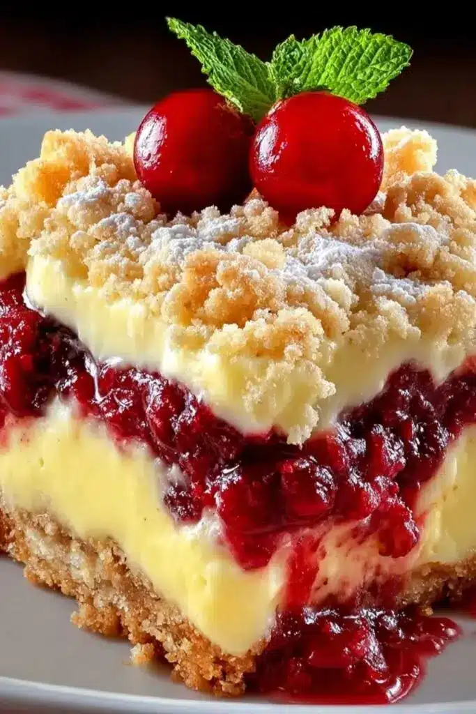 Kirschkuchen mit Pudding und Streusel