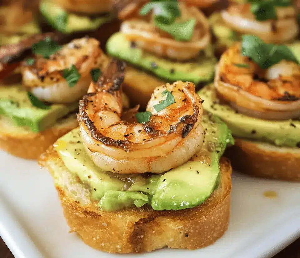 Knoblauch-Garnelen-Crostini mit Avocado 2 Knoblauch Garnelen Crostini mit Avocado Rezept