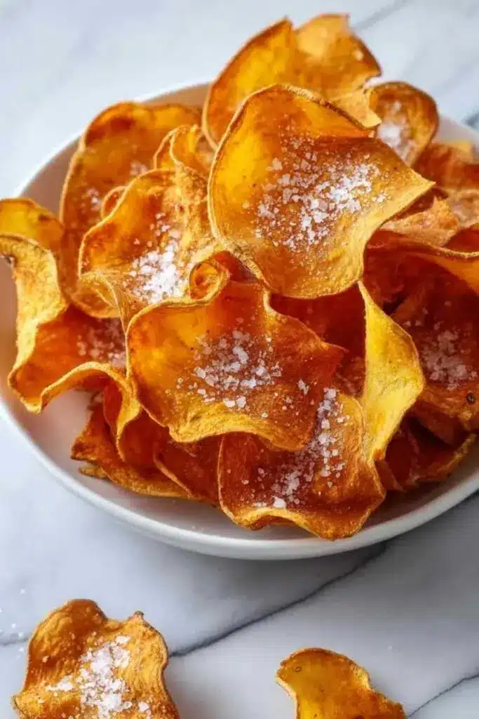 Kürbischips Rezept mit Meersalz