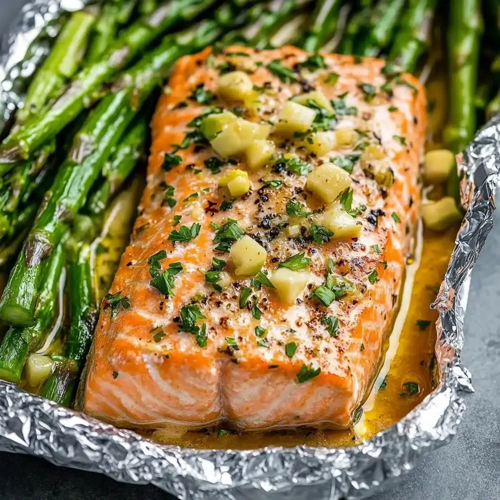 Lachs aus dem Ofen mit Spargel