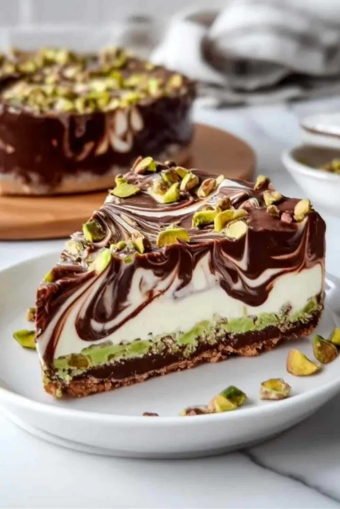 No Bake Pistazien Schokoladen Käsekuchen