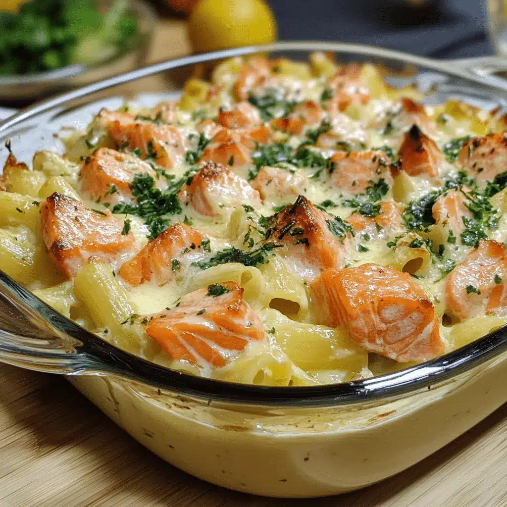 Nudelauflauf mit Lachs und Sahne
