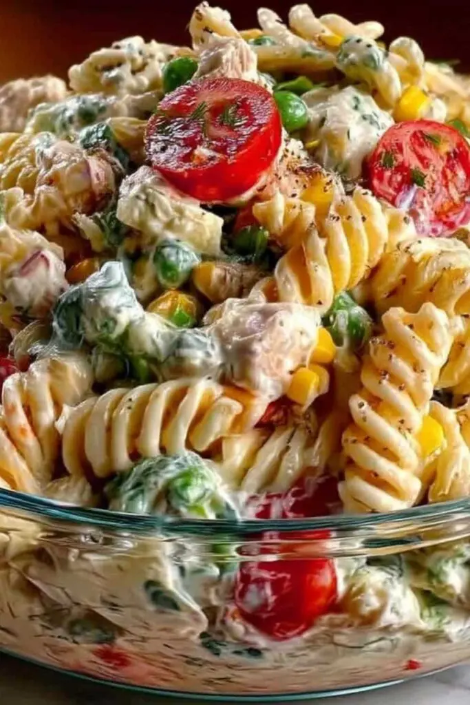 Nudelsalat mit Joghurt Dressing