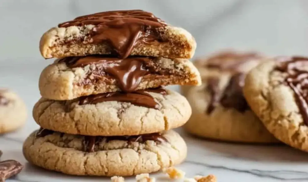Nutella-Cookies rezept mit geschmolzenem Kern
