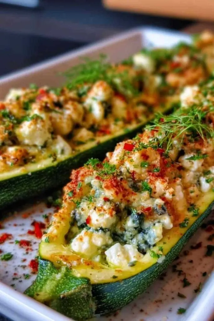 Ofen Zucchini Feta gefüllt