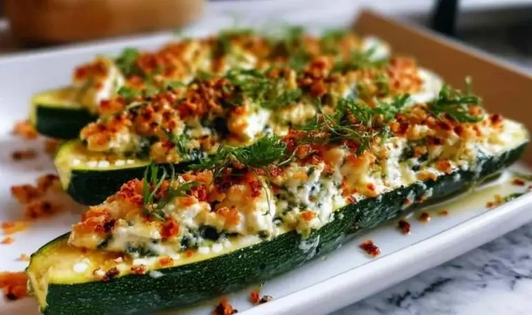 Ofen-Zucchini mit Feta-Kräuterfüllung