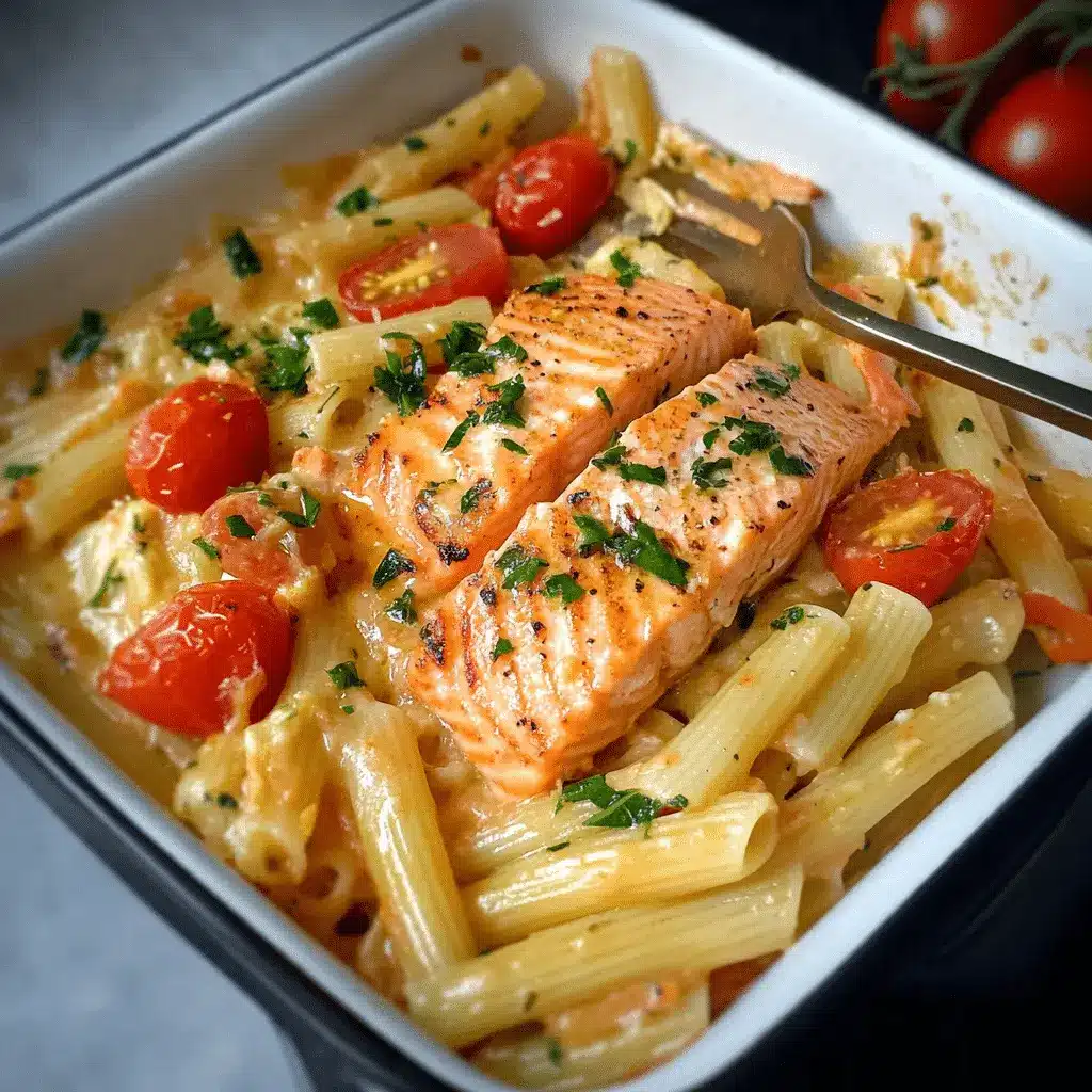 Ofen-Lachs-Pasta mit Tomaten
