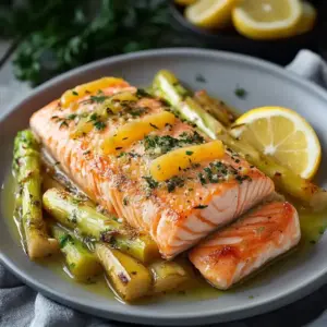 Ofenspargel mit Lachs & Orangen-Limetten-Butter