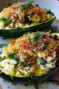 Ofenzucchini mit Feta-Kräuterfüllung