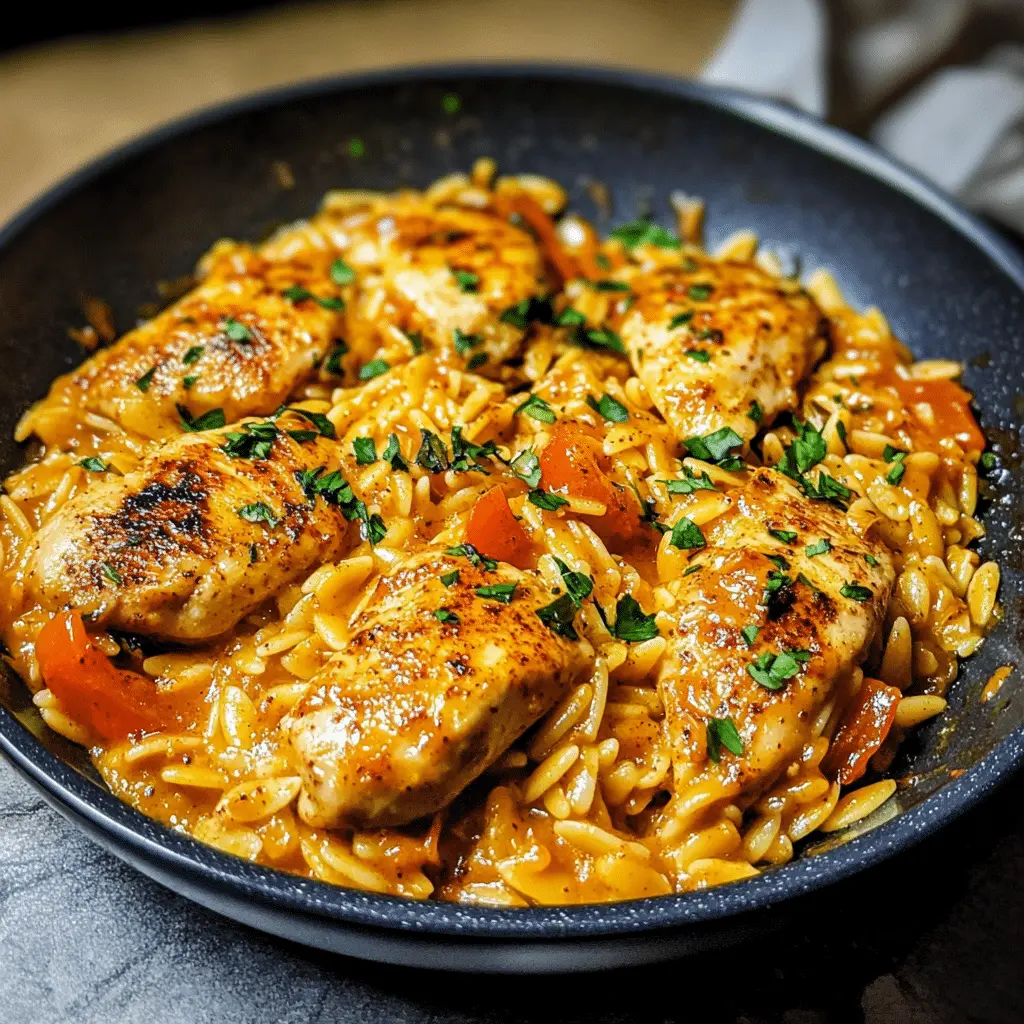 Orzo Pfanne mit Hähnchen