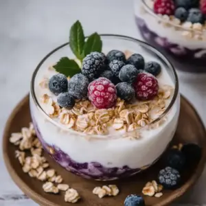 Overnight Oats mit gefrorenen Heidelbeeren