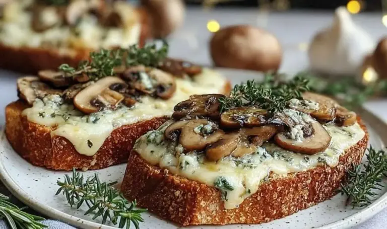 Knusprige Käse-Champignon-Knoblauch-Toasts