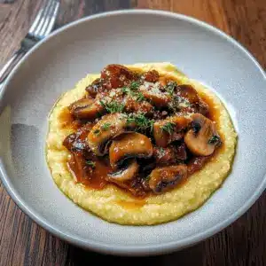 Pilzragout auf Parmesan-Polenta