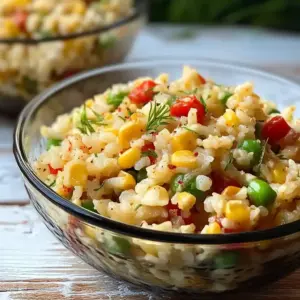 Reissalat mit Paprika und Mais