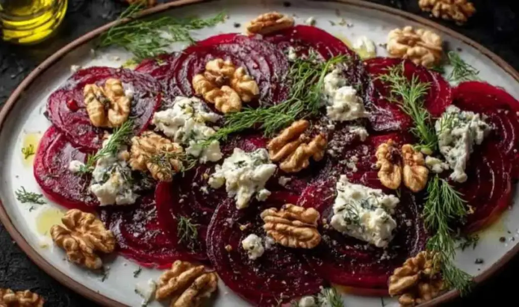 Gesundes Rote-Bete-Carpaccio mit Ziegenkäse – Schnelle Vorspeise